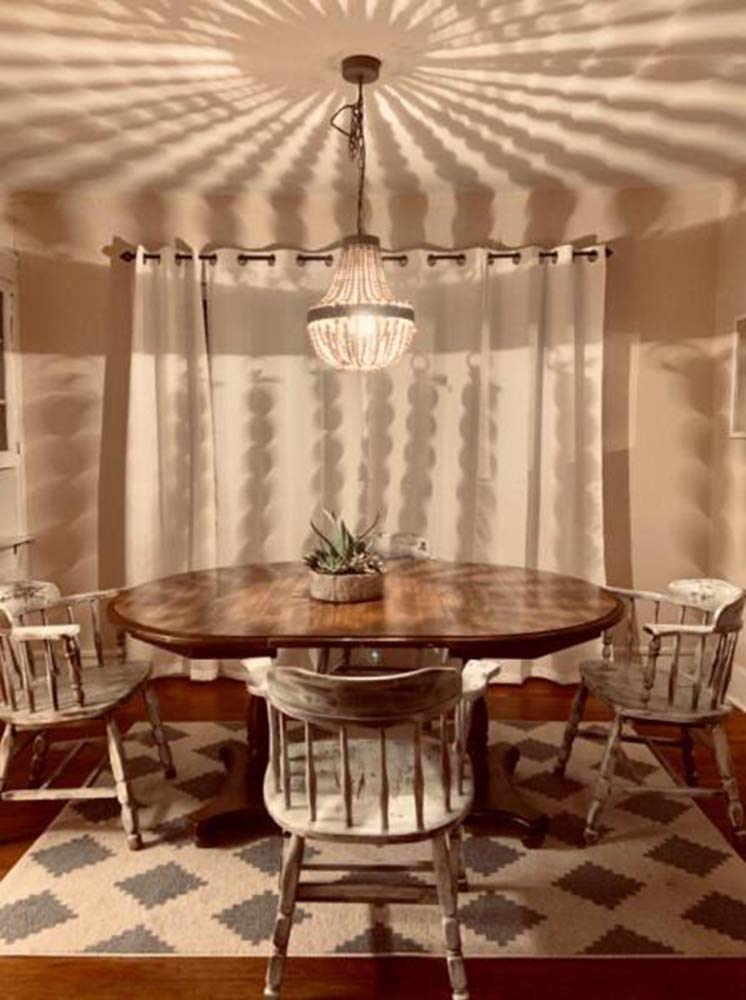 Newrays Wood Bead Chandelier Pendant Bohemian Boho Beachy Ceiling Lamp Light Fixtures (Gray White-Small, 13.58 in*15.74 in) - Image 2